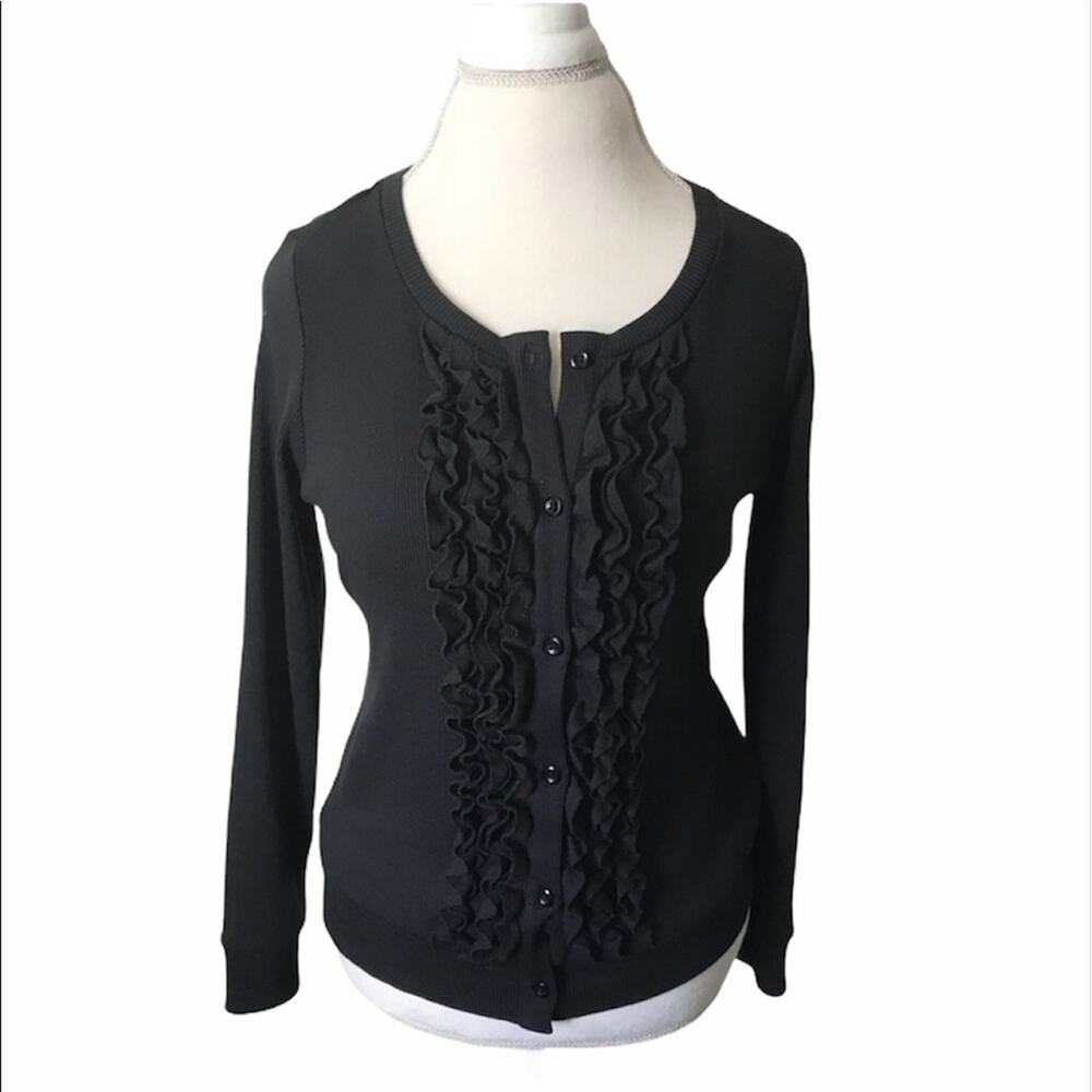 Pendleton waffle LS ruffle button down Blouse